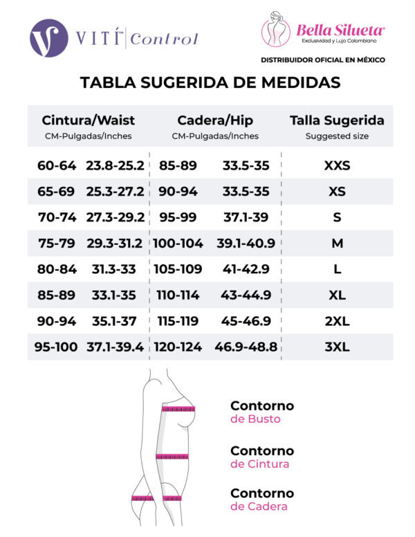 Tabla de Medidas para Fajas Vití Control