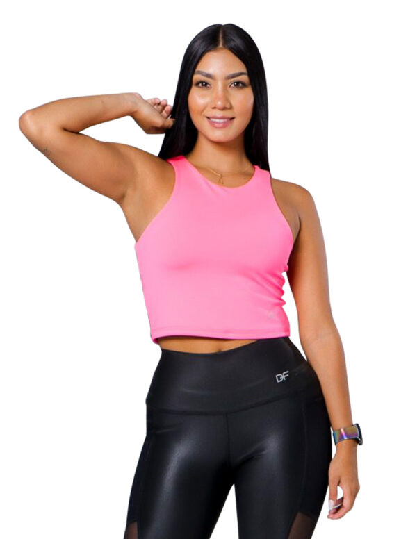 Top deportivo Colombiano rosa para mujer